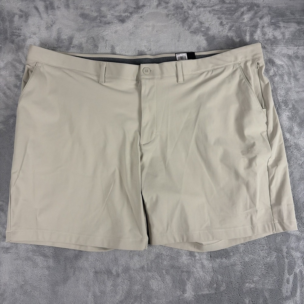 FLX Premium Shorts Mens 54 Tan Performance 4-Way Stretch Waistband 8'' Inseam